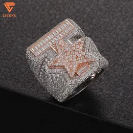 Spersonalizowane niestandardowe 925 Sterling Silver Pass Tester Diamond VVS Moissanite Diamond Iced Out Star Pierścień Bling Hiphop Biżuteria