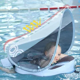 Mambobaby Float Non Inflatable Upgrade Soft Baby Swimming Float Infants Swimming Training UPF 50 UV Sun Protection Canopy 240321