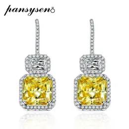 Ohrringe Panyssen Original 925 Sterling Silber Gelb Citrin Edelstein Dangle Drop Ohrringe für Frauen Weißgold Farbe Fein Schmuck Geschenke