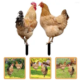 Garden Decorations 2 Pcs Decoration Versatilen Outdoor Yard Simulation Chicken Insert Lawn Stakes Acrylic Kawii Cute