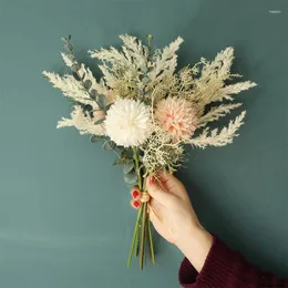 장식용 꽃 인공 꽃 유칼립투스 하이브리드 꽃다발 웨딩 홈 장식 녹색 식물 가짜
