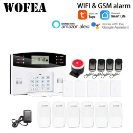 Kits wofea iOS Android Tuya Smart Lifeapp Control Wireless Home Security WiFi GSM Alarm System Tway Way Intercom SMS Meddelande för kraft