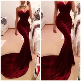 فساتين 2016 Red Sexy Long Mermaid Dresses Dresses Sweetether Elegant Evening Donshs Strenning Velvet Party Dresses Robe de Soiree Vestidos de