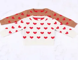 Ins Girls Love Heart Strick -Pullover Kinder Langarm Langarm Casual Pullover Spring Neue Valentine039s Day Mutter und Tochter SWE5418284