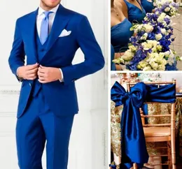 Новые прибытия Две пуговицы Royal Blue Groom Peaxedos Peak Groomsmen Man Suits Cuits Wedding Suits Jupetsvanttie2368465
