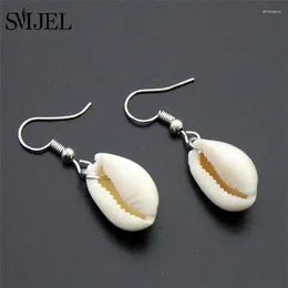 أقراط Dangle Smjel Shell Natural Shell Metal Cowrie بيان 2024 Summer Beach Jewelry Bijoux