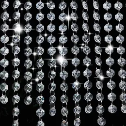 Dekorativa figurer 1 m transparent glas kristall rondelle pärlor akryl fönster girland gardin hänge bröllop julfest dekoration