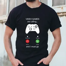 Women's T Shirts Video Games Are Calling T-Shirt Funny Gamer Call Screen Gift Idea Shirt Sarcastic Unisex Short Sleeve Gaming Humor Tees