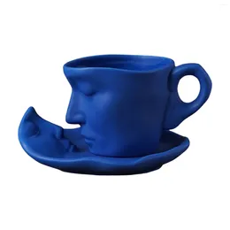 Чашки блюдцы латте чашка для поцелуев кружка с округлым краем легко в чистоте кофе для чайного молока SP99