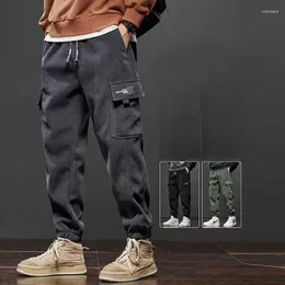 Herrenhosen Winter Fleece warm warmes Frachtcordjoggen Jogging Jogging Pants Arbeit Lose Harem Casualhose für Männer Baggy Hosen