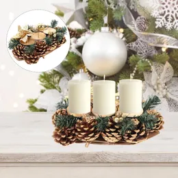 Candle Holders Pine Cone Holder Dining Table Decor Modern Candlestick Base Household Branch Plastic Needle Tree Christmas Centerpiece