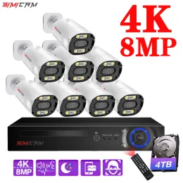 Scale 4K 8MP POE IP Security Camera Sistema Kit NVR Rilevamento Face Bullet Audio Metal con RJ45 Cable Street Video sorveglianza