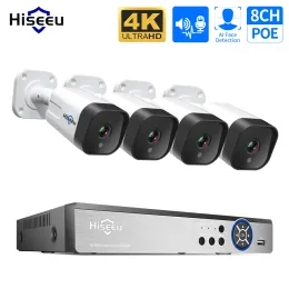 Fırçalar HIEEU 4K 8MP 5MP 3MP 8CH POE IP Gözetim Kamera Güvenlik Sistemi Kiti AI Yüz Algılama Twoway Audio Smart CCTV HD NVR