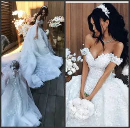 Dresses Floral Appliqued Off The Shoulder Princess Ball Gown Wedding Dress With Long Train abito lungo cerimonia donna