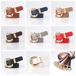 Belts Multicolor Pu Leather Belt Temperament Waistband Korean Style Gold Round Buckle Cummerbunds Wide Decorative Jeans