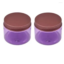 Butelki do przechowywania 22PCS Pet Plastic Cream Jars Bronze Aluminium Pokrywa pusta przezroczyste fioletowe garnki kosmetyczne szerokie butelka miuth 100m 120 ml 150 ml 200 ml