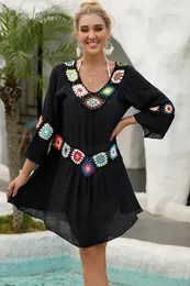 Women Beach Kleiderkleid Cover-ups Badeanzug Strandbekleidung Badeanzug Schwimmkap für Frau Sommertunika Saida Praia