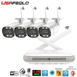 SISTEMA USAFEQLO 8CH CCTV wireless Sistema H.265 WiFi 8CH 3MP 4CH 5MP NVR NVR CAMERA OUTDOOR IP Sicurezza Sistema WiFi Kit di sorveglianza