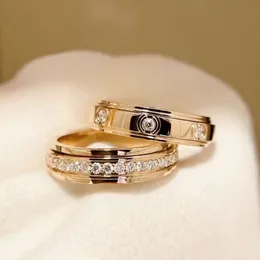 Wysoka wersja Pure Silver Bojia Fortune Pierścień, żeńska różowa złota siedem małych diamentów pełnych diamentów, obrotowy pierścień pary