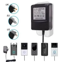 Doorbell 18V 500mAh AC Power Adapter EU US 110V 220V Transformer Charger för Eken V5 Wireless Video Doorbell Camera Video Intercom Ring