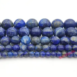 Armbänder aaaaa 100% natürlicher echter Lapis Lazuli Stein runden losen Perlen 4 6 8 10 12 mm Pickgröße für Schmuckherstellung DIY -Armband 15 "Strang