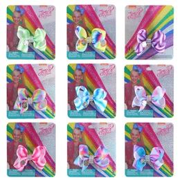 Hårklämma Jojo Rainbow 3,5-tums Bow Children's Hair Clip with Card Kids Hair Accessories Holiday Gifts Girl's Hairpins