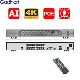 レコーダーガディナン16CH NVR 4K 8MP ai wykrywanie twarzy 48v poe sieciowy rejestrator wideo dla 4k 5mp 4mp kamera ip kamery Monitoringu cctv s