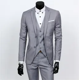 Downton Groom Tuxedos Light Grey Groomsmen Slim Fit Man Suit Wedding Notch Lapel Men Suits Bridegroom Blazer JacketPantsve5763924