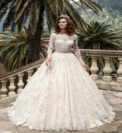 2019 Abito da sposa in pizzo splendido abito da sposa in pizzo completo abito da sposa vintage plus size vestido de noveiva3453155