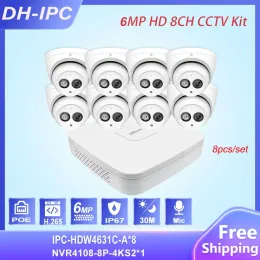 Sistem Dahua CCTV Kit 6MP 8CH POE NVR41088P4KS2 8PCS IPCHDW4631CA IP Kamera H.265 Builin Mic CCTV Güvenlik Gözetim Sistemi
