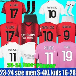 Giroud Pulisic 23/24 Jerseys de futebol adulto AC S REBIC Theo reijnders Kessie de Ketelaere rafa lea futebol camisetas jogadores masculinos Kit Kit Uniformi 16-4xl