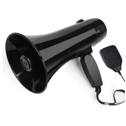 Adaptador de 35 watts Power portátil Megrofone PA BULLHORN com microfone portátil destacável, sirene embutida (preto)