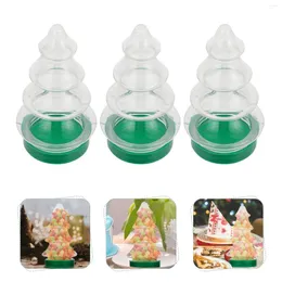 Vase 3 PCS Glass Cookie Jars Lids Candy Bottle Festival Container Plastic Tree Design FoodXMasストレージボトル