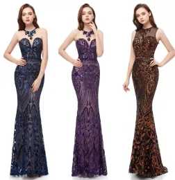 فساتين Desinger Mermaid Lace Evening Dresses 2023 New Sexy Sexy عارية الذراعين جوهرة العنق التكرار