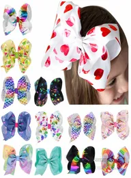 8 Inch Big love heart printed Bows girls hair clip kids colorful Bow princess hairpins valentine039s children accessories Q43366087404