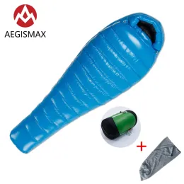 Gear Aegismax G 시리즈 화이트 거위 아래 다운 미라 캠핑 침낭 울트라이트 배플 디자인 야외 하이킹 나일론 침낭