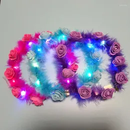 Party Decoration LED Encrypted Feather Garland Explosions Highlight Big Flower Flashing Birthday Gift Scenic Spot Stall Factory Wholesale