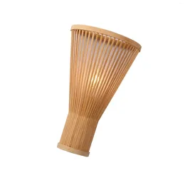 Vägglampa naturligt bambu hängande med nät för sovrumets atmosfär utsökt hantverk trä ljuskrona