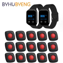 Accessoires byhubyeng Restaurant Kellner Wireless Calling Pager System Army Watch Hospital Equipment Cafe Relogio digitaler Panikknopf Anruf