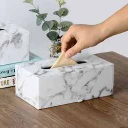 Ever Perfect Modern Marble Rectangle Faux Leather Tissue Box Servett Toalettpappershållare Fodral Dispenser Hemdekoration