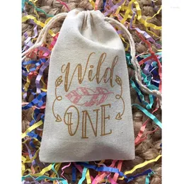 DrawString Personlig Wild One Bag First Birthday Present Candy Bags Bachelorette Favor Bridal Party Survival Kit Tack