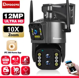 Камеры 12MP Dual Lens Wi -Fi Ptz IP -камера на открытом воздухе 4K Color Night Vision Auto Tracking Беспроводное видеонаблюдение камера наблюдения 8MP P2P 8MP P2P