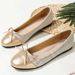 Sapatos casuais 2024 verão feminino moda plana bowknot raso raso no balé macio damas vestidos bailarina laofer