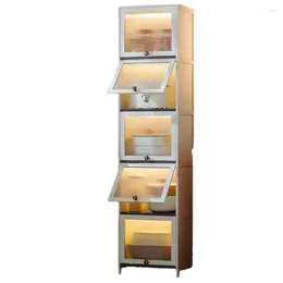 Armário de armazenamento de cozinha Slit Slit Shelf Locker Multilayer Microwave forno com móveis de flip portão