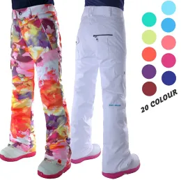 Calça calça feminina calça de esqui branca à venda fêmea negra de snowboard de ciclismo de neve no inverno esportes ao ar livre calça à prova d'água 10k quente