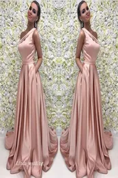Eine Linie Pink Long Evening Dress One Schulter Satin formelle Prom Party Event Kleid plus Size Custom Made1013092