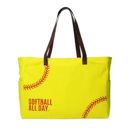 Embroidery Softball Letters Tote Bag Big Capacity Shopping Handbag Simple Lady Shoulder Bag Ladies Daily Street Handbags