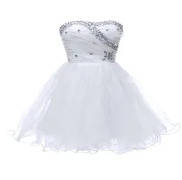 New Charming ALine Strapless KneeLength Beaded laceup Organza Bridesmaid Dress Evening Cocktail Dress1978600