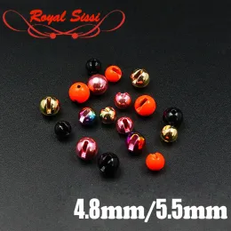 Lures Royal Sissi 40pcs/pack 5 colors big sizes Slotted Tungsten beads high density round heavy Tungsten jig head fly tying materials