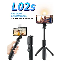 Monopods Wireless Selfie Stick Mini Mini Tripod مع ملء Light Mobile Holder Handheld Cutter التحكم عن بُعد للبث المباشر Tiktok